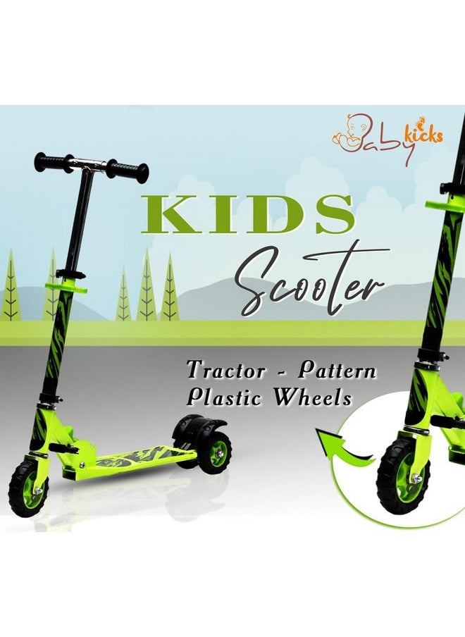 BabyKicks - Babykicks Racer Kick Scooter for Kids 6-12 Years, Height Adjustable Foldable Kids Scooter with Rear Foot Brake, Suitable for Unisex Kids (Green) - Image 1
