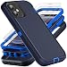 YKHJKLEC for iPhone 12 Mini Case Military Grade 3 in 1 Heavy Duty ShockproofDrop ProofDust Proof Case with 2Pcs Tempered Glass Screen Protector Navy Blue - Image 2