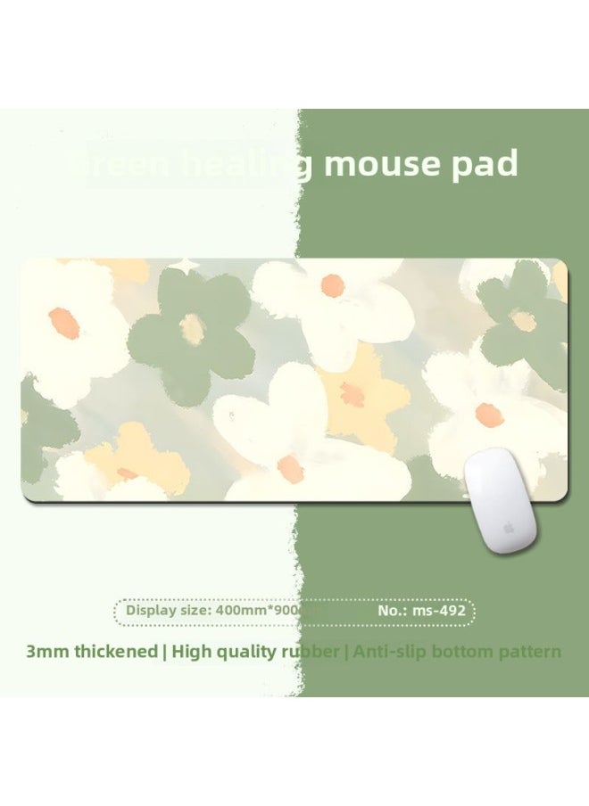 Generic - Small Fresh Green Wrist Mouse Pad Oversized Simple Literature Learning Desk Pad For Boys And Girls Children's Table Pad-Color:300x800mm5mm-Pattern:MS-496 - Image 1