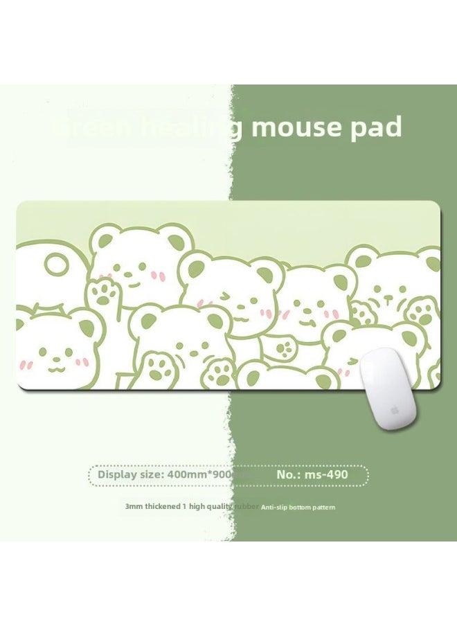 Generic - Small Fresh Green Wrist Mouse Pad Oversized Simple Literature Learning Desk Pad For Boys And Girls Children's Table Pad-Color:300x800mm5mm-Pattern:MS-496 - Image 1