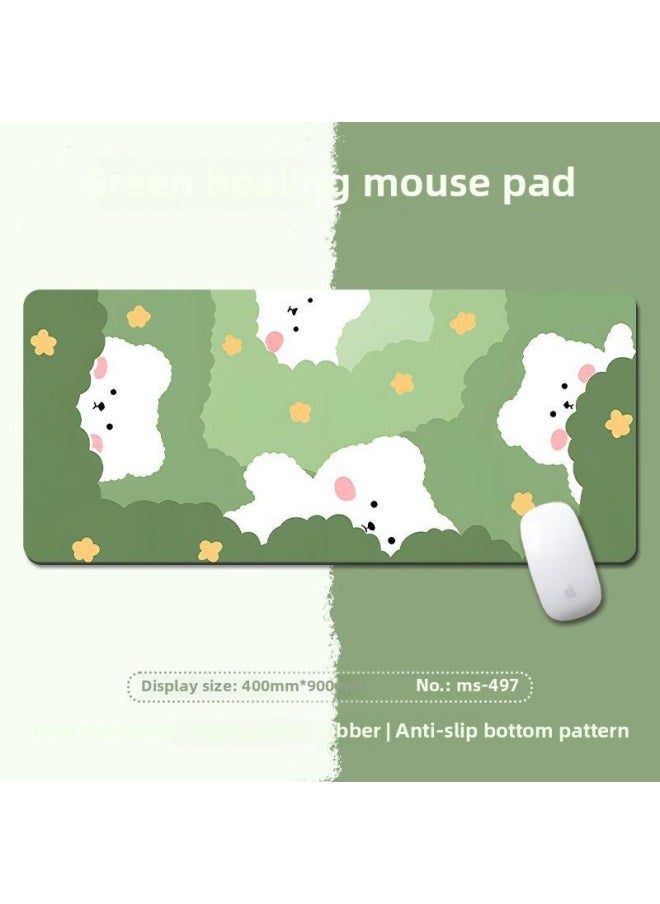 Generic - Small Fresh Green Wrist Mouse Pad Oversized Simple Literature Learning Desk Pad For Boys And Girls Children's Table Pad-Color:300x800mm5mm-Pattern:MS-496 - Image 1