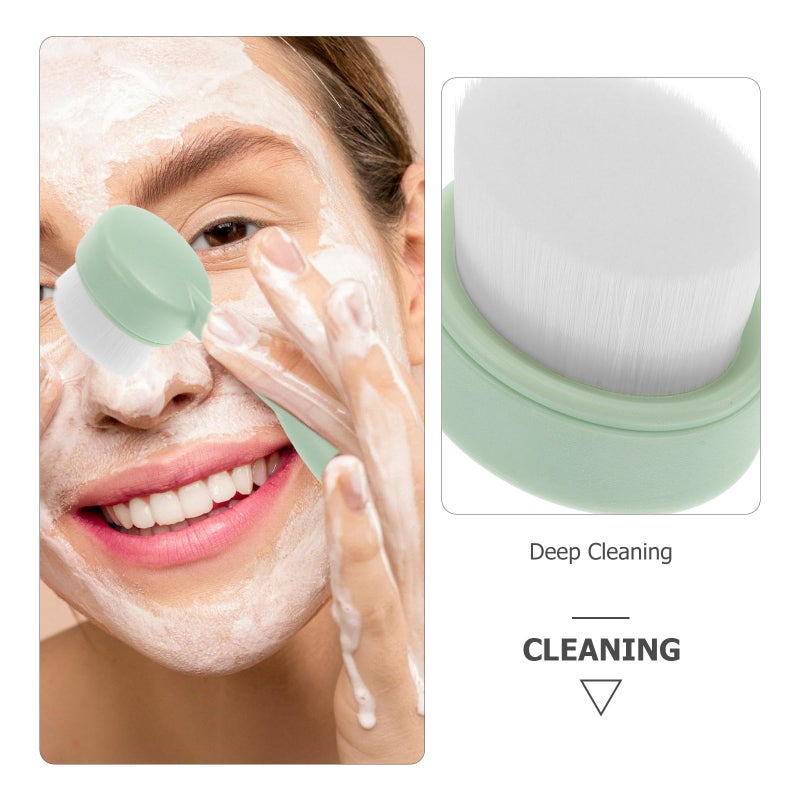 Green Handle Facial Cleansing Brush Manual Exfoliator for Sensitive Skin Daily Face Wash Makeup Removal - Image 4