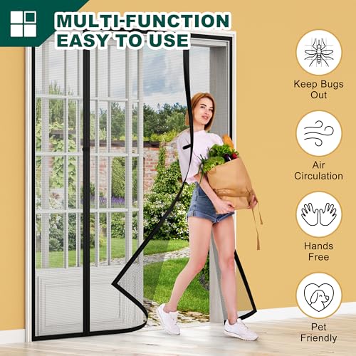HADOR Magnetic Screen Door, Fits Door Size 72" X 80", Door Mesh with Magnetic Closure and Super Strong Magnets, Heavy Duty Double Opening for Sliding Patio and French Doors - Image 5