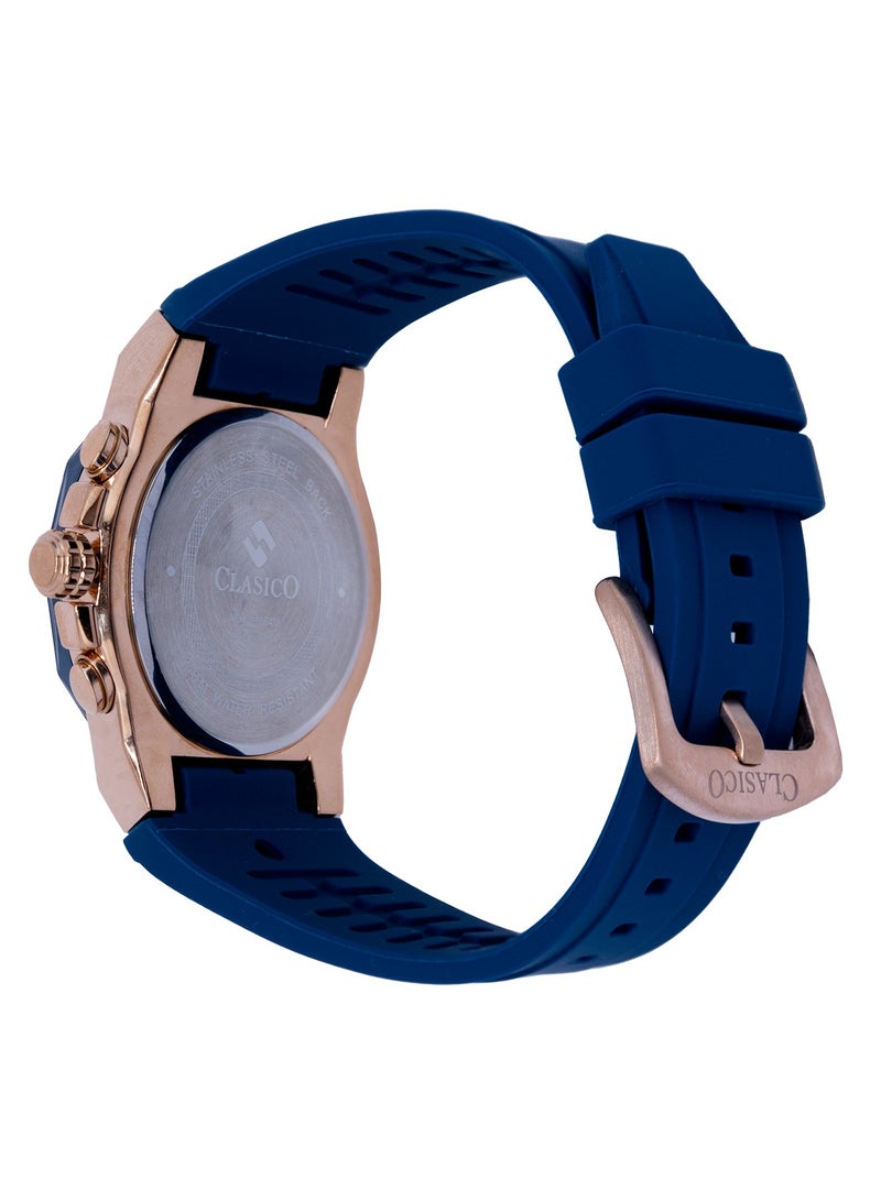 Clasico Fluxar 6-Hands Chronograph Watch – Cobalt Blue Chronograph Edition with Premium Silicon Strap – Elite Y121 Calibre Movement – Waterproof Design - Image 4
