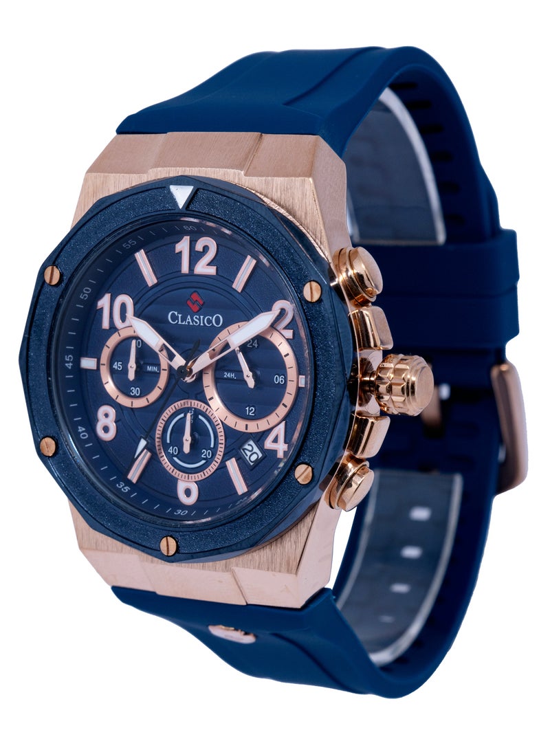 Clasico Fluxar 6-Hands Chronograph Watch – Cobalt Blue Chronograph Edition with Premium Silicon Strap – Elite Y121 Calibre Movement – Waterproof Design - Image 3