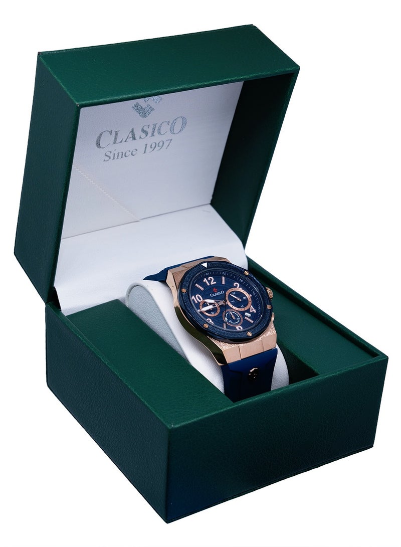 Clasico Fluxar 6-Hands Chronograph Watch – Cobalt Blue Chronograph Edition with Premium Silicon Strap – Elite Y121 Calibre Movement – Waterproof Design - Image 5