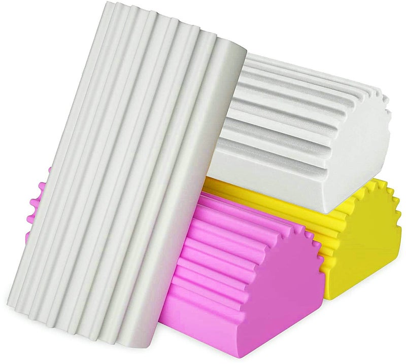 Damp Clean Duster Sponge Magical Dust Cleaning Sponge Duster for Cleaning Blinds Glass Baseboards Vents Railings Mirrors Window Track Grooves and Faucets 4Pack Mixed Color