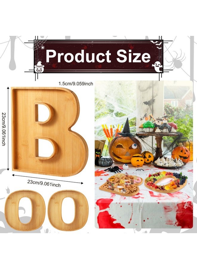 PEUTIER PEUTIER 3pcs Halloween Charcuterie Board, BOO Halloween Cheese Board Wooden Serving Platter Snack Trays Dinnerware Cookware for Home Kitchen Candy Cookie  - Image 2