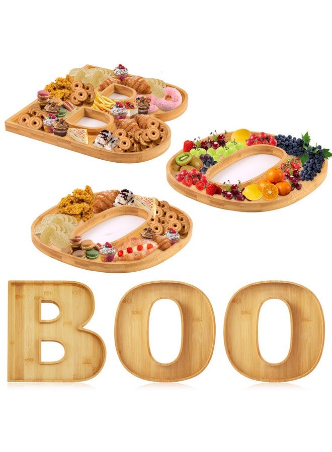 PEUTIER PEUTIER 3pcs Halloween Charcuterie Board, BOO Halloween Cheese Board Wooden Serving Platter Snack Trays Dinnerware Cookware for Home Kitchen Candy Cookie  - Image 1