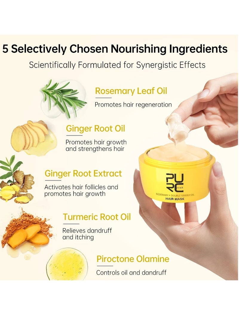 PURC Rosemary Oil Hair Mask,  Anti Dandruff Smoothing Cream, Natural Ingredients Ginger Oil Hair Loss Treatment Mask, Smooth And Effective Anti Hair Loss  Hair Essence For Hair Growth - Image 2