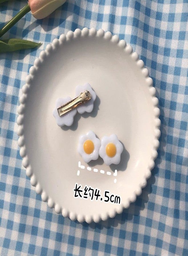 BBTDIN Egg Hair Clips Pin Girls Poached Egg Hairpins Fried Egg Hairclips Hair Tie BBG13 (Set-B) - Image 5