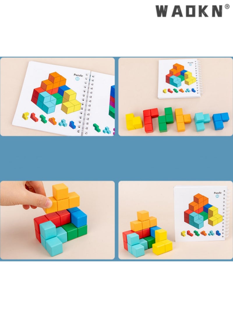 WAOKN Colorful Building Blocks Set, Stacking Blocks toy,3D Spatial Thinking Wooden Educational Toy, Develops Cognitive Skills and Creativity, Enhances Problem Solving Abilities  - Image 4