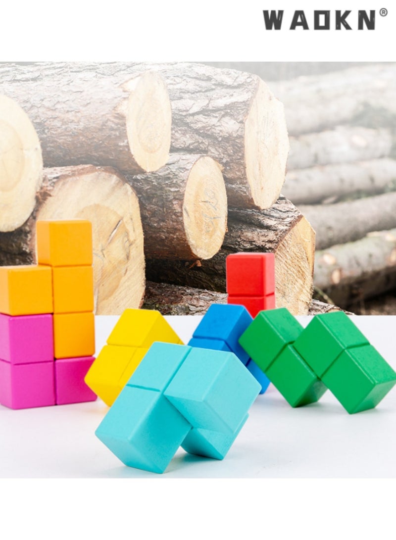 WAOKN Colorful Building Blocks Set, Stacking Blocks toy,3D Spatial Thinking Wooden Educational Toy, Develops Cognitive Skills and Creativity, Enhances Problem Solving Abilities  - Image 5