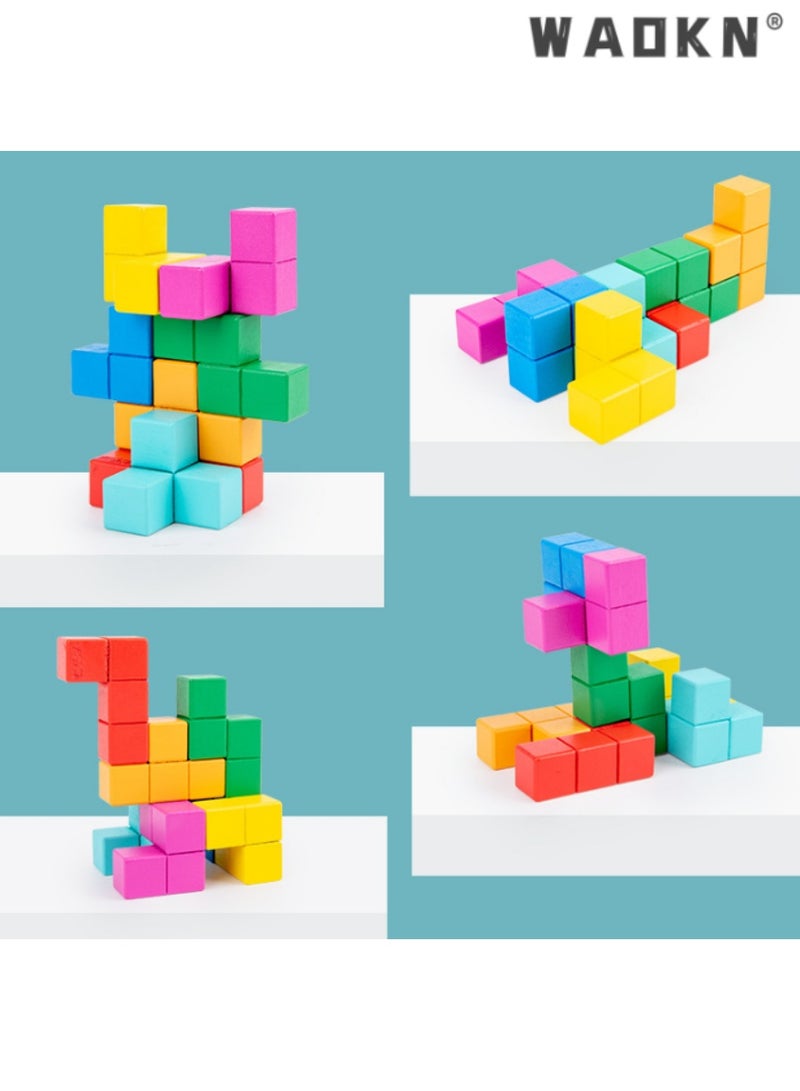 WAOKN Colorful Building Blocks Set, Stacking Blocks toy,3D Spatial Thinking Wooden Educational Toy, Develops Cognitive Skills and Creativity, Enhances Problem Solving Abilities  - Image 2
