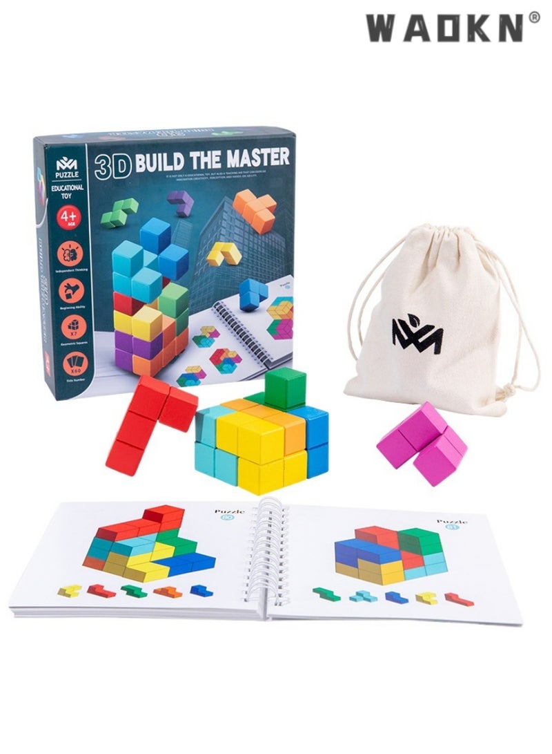WAOKN Colorful Building Blocks Set, Stacking Blocks toy,3D Spatial Thinking Wooden Educational Toy, Develops Cognitive Skills and Creativity, Enhances Problem Solving Abilities  - Image 1