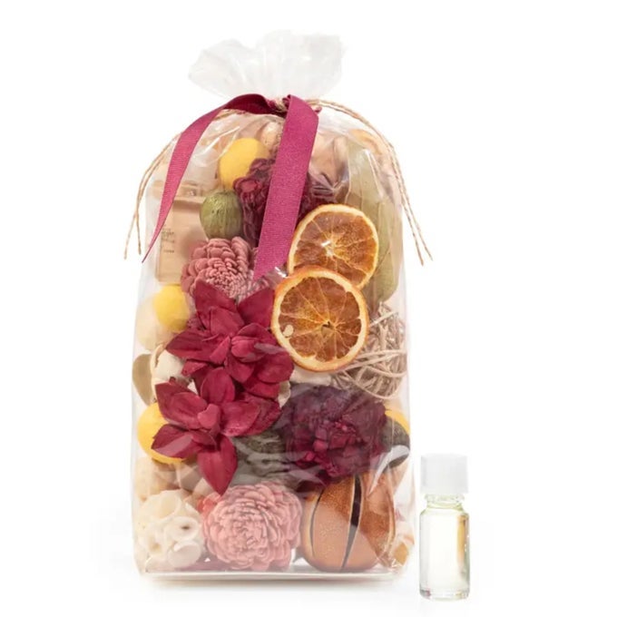 FORBIDDEN FLOWER OASIS SCENTED POTPOURRI MADE IN CALIFORNIA LARGE 20 OZ BAG FRAGRANCE VIAL SCENTS OF ITALIAN BERGAMOT PLUM JASMINE ROSE AND LILAC