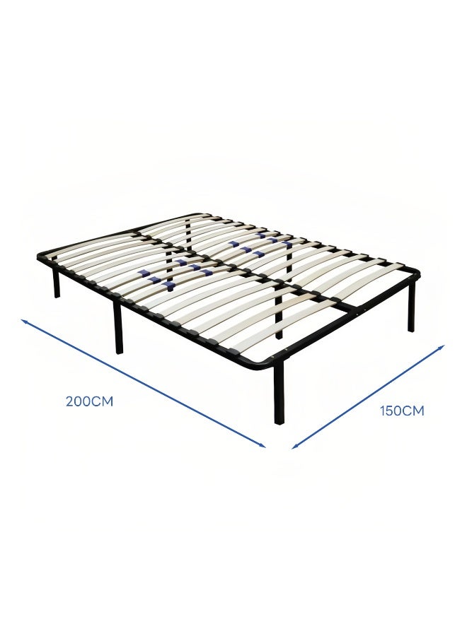 شاربدو إطار سرير مزدوج 150x200cm ، دعم الصلب الثقيل مع شرائح خشبية ، خالية من الضوضاء ، نهاية أسود - Image 5