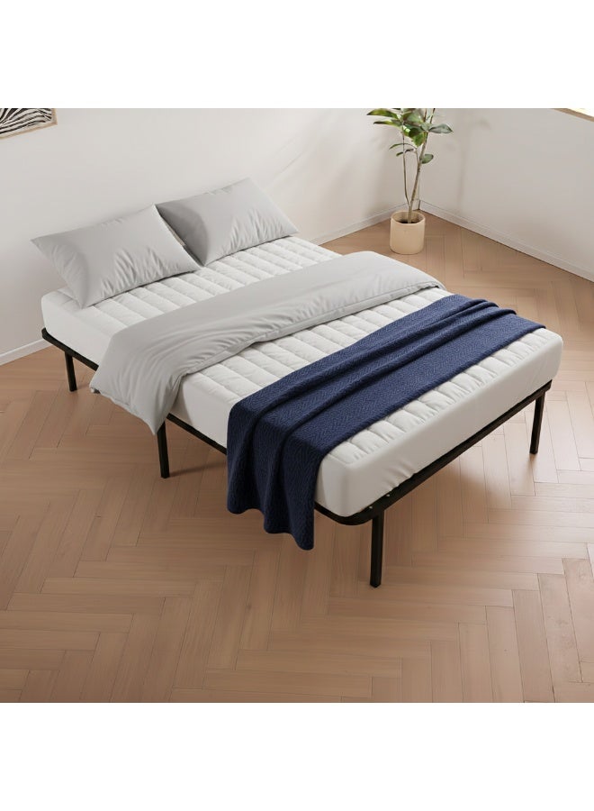شاربدو إطار سرير مزدوج 150x200cm ، دعم الصلب الثقيل مع شرائح خشبية ، خالية من الضوضاء ، نهاية أسود - Image 2