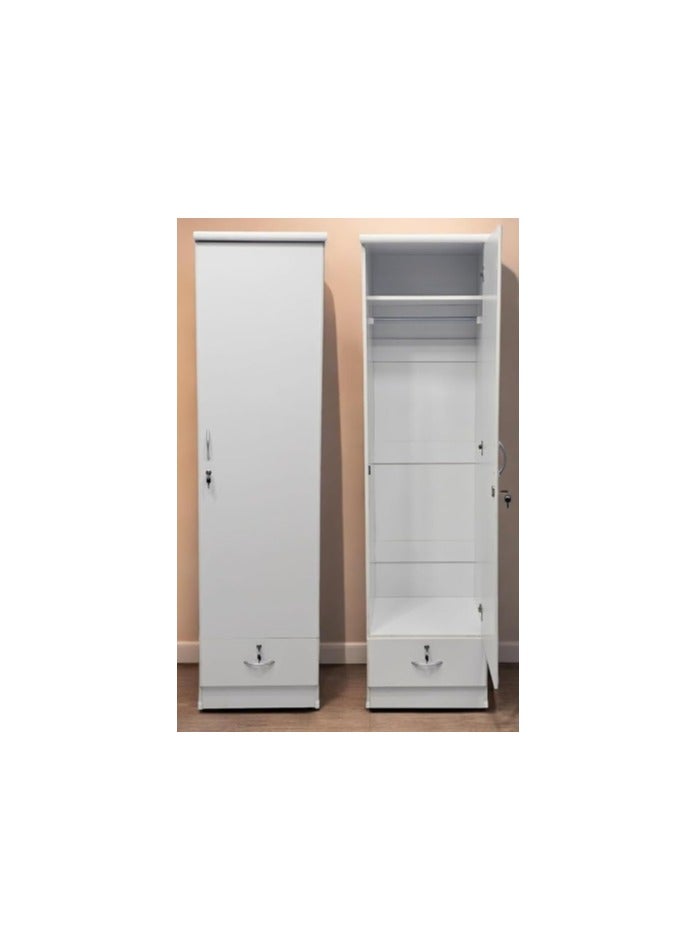 INFINI HOMES Single Door Wooden Wardrobe,Cabinet,Cupboard Of Engineered Wood With 1 Drawer Perfect Modern Stylish Size white (without assembly)