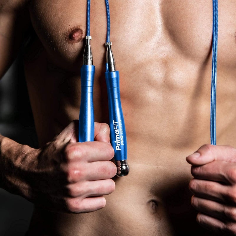 PrimaFit Jump Rope Pro Speed Skipping Rope Adjustable Adult Jumping Rope Weighted Aluminium Handles for Double Dutch Boxing Workout Crossfit Exercise Fitness Spare Cable Weights Protectors Carry Bag - Image 3