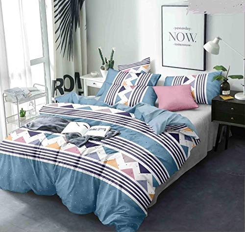 MORADO MORADO Premium Glace Cotton Single Bed Quilt CoverDuvet CoverRajai CoverBlanket Cover with Zipper 60X90 Inch Blue  - Image 1
