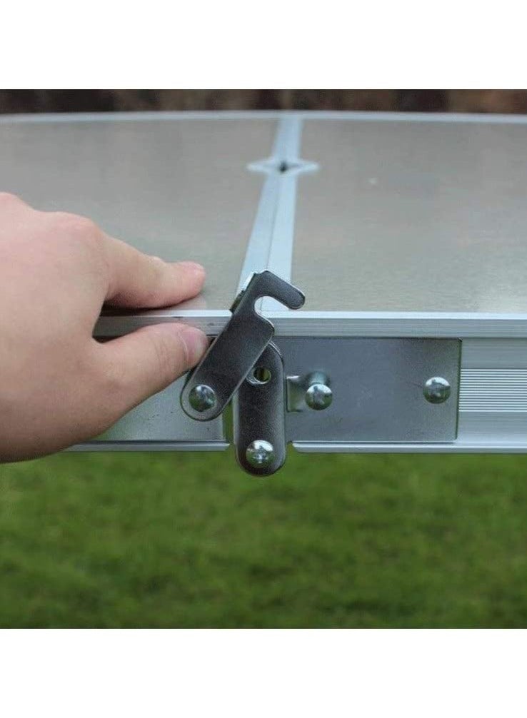 DubaiGallery Folding Camping Picnic Table with 4 Seats with Garden Umbrella Hole Portable Table Aluminum Alloy Frame with Soft Handle Suitable for Barbecue Travel Outing - Image 5