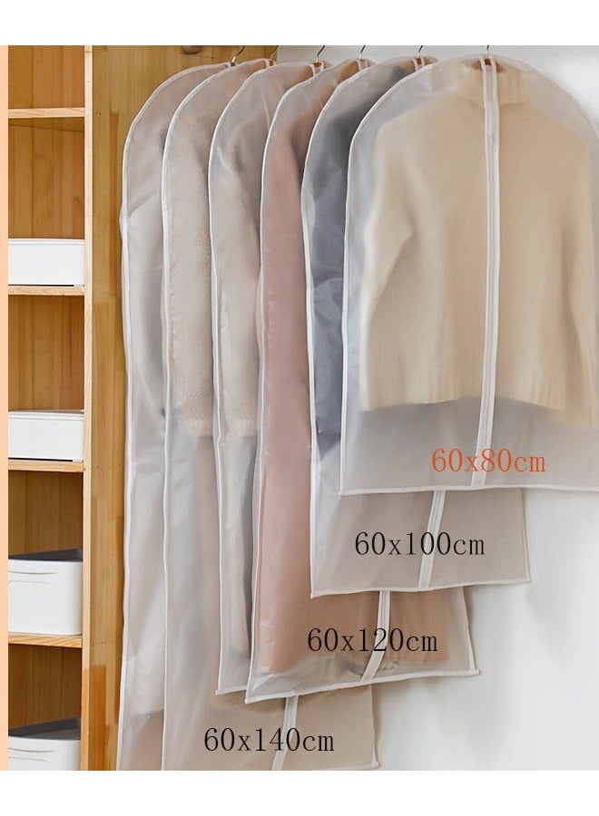 5 PCS Transparent EVA Garment Dust Cover, Waterproof Breathable Hanging Storage Bag with Metal Zipper, Multi-Size Moisture-Proof Organizer for Clothes Coats Suits Travel (60cm×80cm) - Image 5