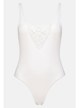 BRAVE SOUL Women Plain One Piece Swimwear, White  - Image 1