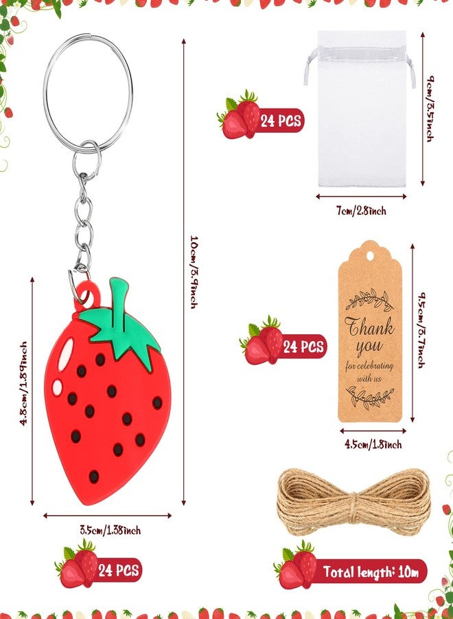 جيديف مجموعة جاديف المكونة من 48 قطعة من سلاسل مفاتيح الفراولة كهدايا تذكارية لحفلات استقبال المولود الجديد، مع بطاقات شكر للضيوف في حفلات استقبال المولود الجديد وحفلات الزفاف. - Image 2