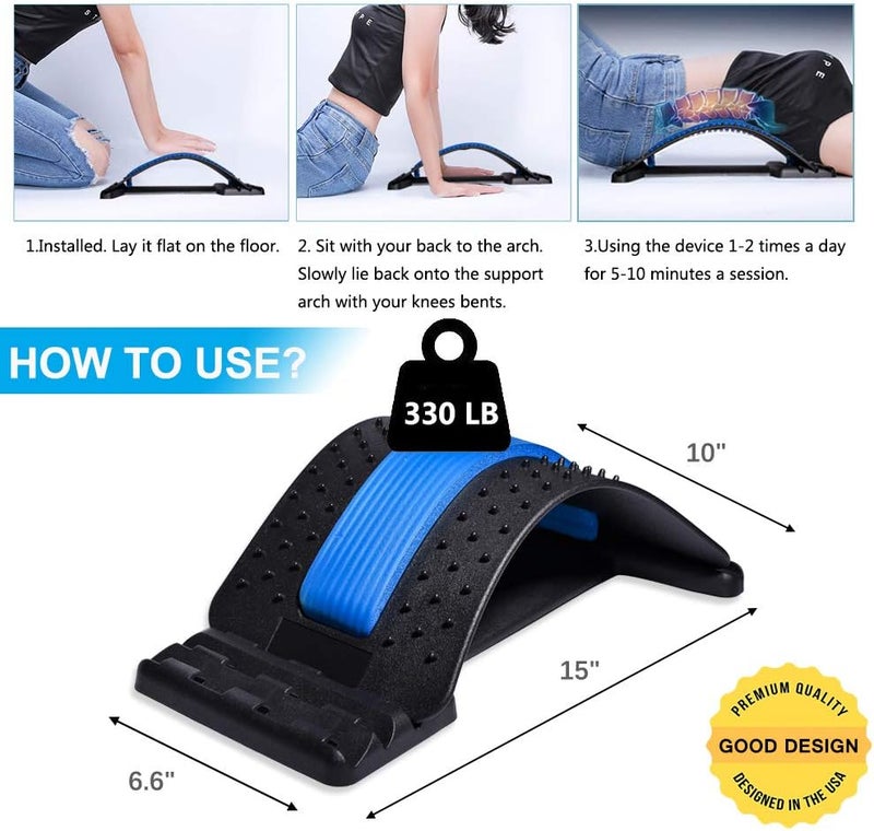 JUMPOW Back Stretcher, Lumbar Back Pain Relief Device, Spine Borad Deck Multi-Level Back Cracker Lumbar, Pain Relief for Herniated Disc, Sciatica, Scoliosis, Lower and Upper Back Stretcher Support - Image 5