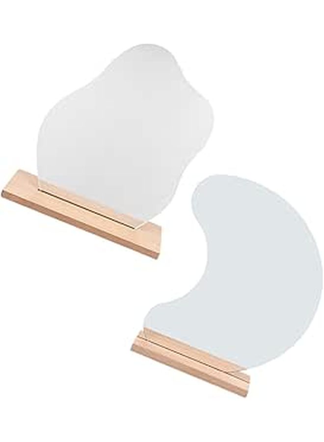 Favomoto 2Pcs Irregular Frameless Acrylic Vanity Mirror for Bedroom Desk Tabletop Stand - Image 1