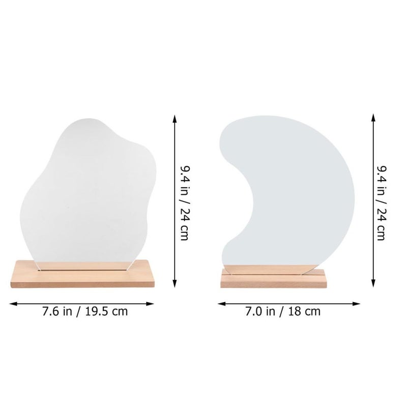 Favomoto 2Pcs Irregular Frameless Acrylic Vanity Mirror for Bedroom Desk Tabletop Stand - Image 3