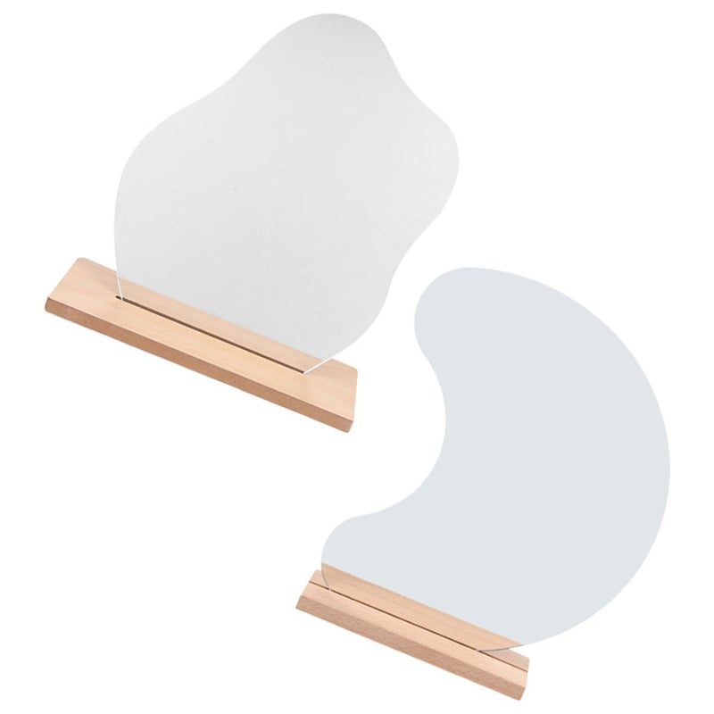 Favomoto 2Pcs Irregular Frameless Acrylic Vanity Mirror for Bedroom Desk Tabletop Stand - Image 2