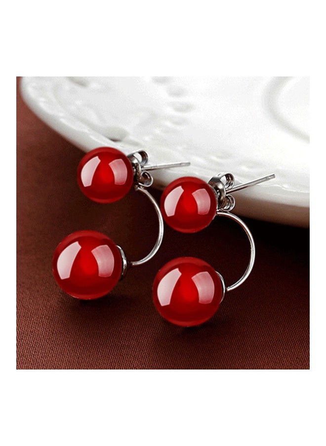 NIBEMINENT - Faux Agate Studded Double Sided Earrings - Image 1
