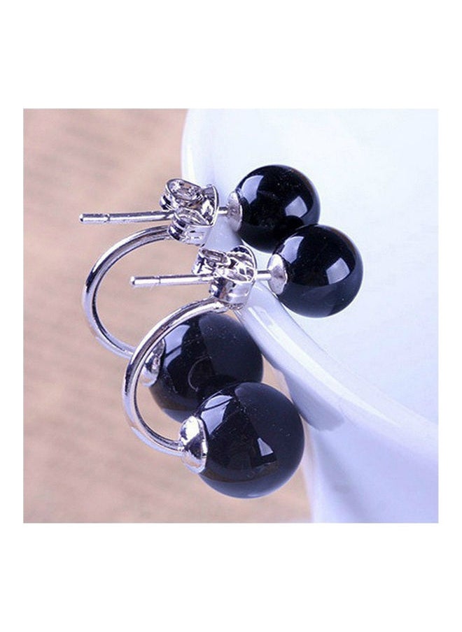 NIBEMINENT - Faux Agate Studded Double Sided Earrings - Image 1