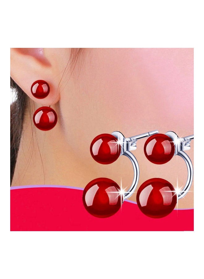 NIBEMINENT - Faux Agate Studded Double Sided Earrings - Image 1