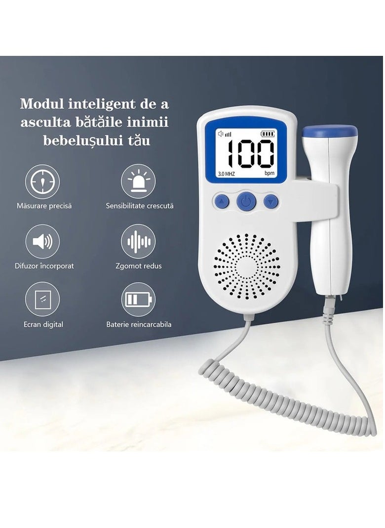 General Fetal Doppler For Pregnant Women, Monitoring Fetal Vital Functions, Pulse Detection, LCD, White/Pink  - Image 5