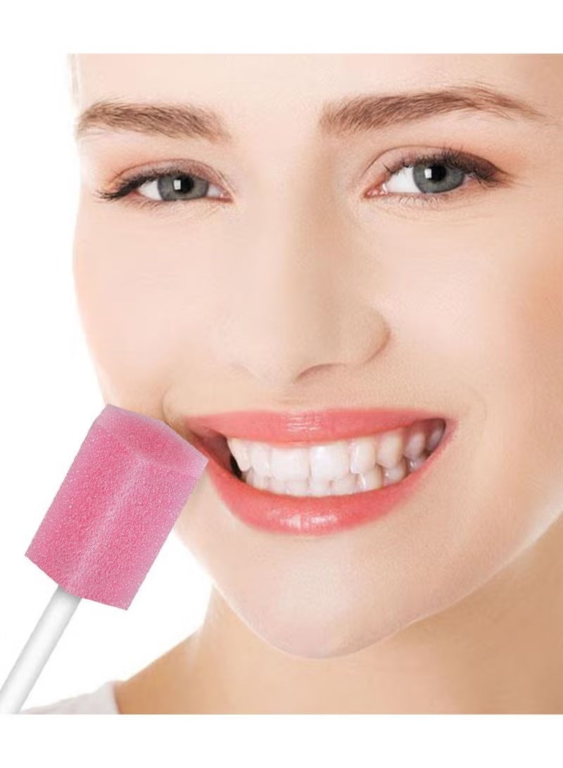 Disposable Oral Swabs, 100pcs Sterile Dental Sponge Mouth Care Tooth Cleaning Pink Soft Sponge Swab Individually - Image 2