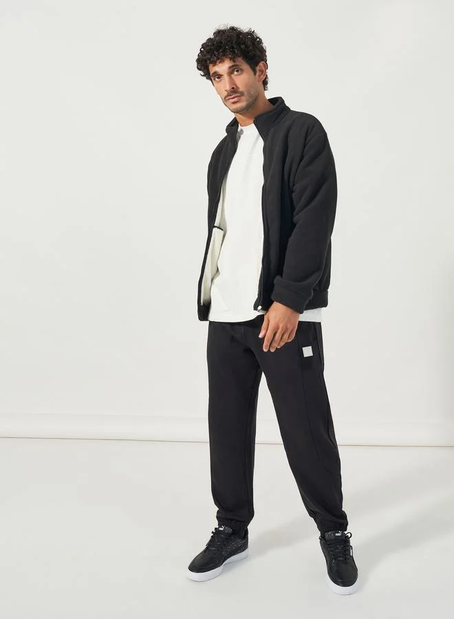 Styli Styli Fleece Utility Jacket with Full Zip Closure