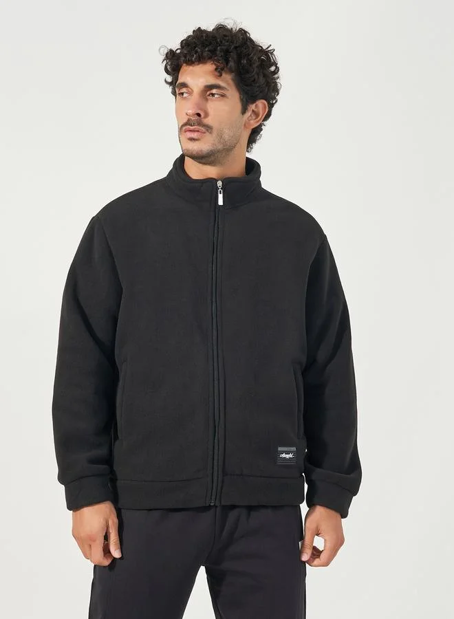 Styli Styli Fleece Utility Jacket with Full Zip Closure