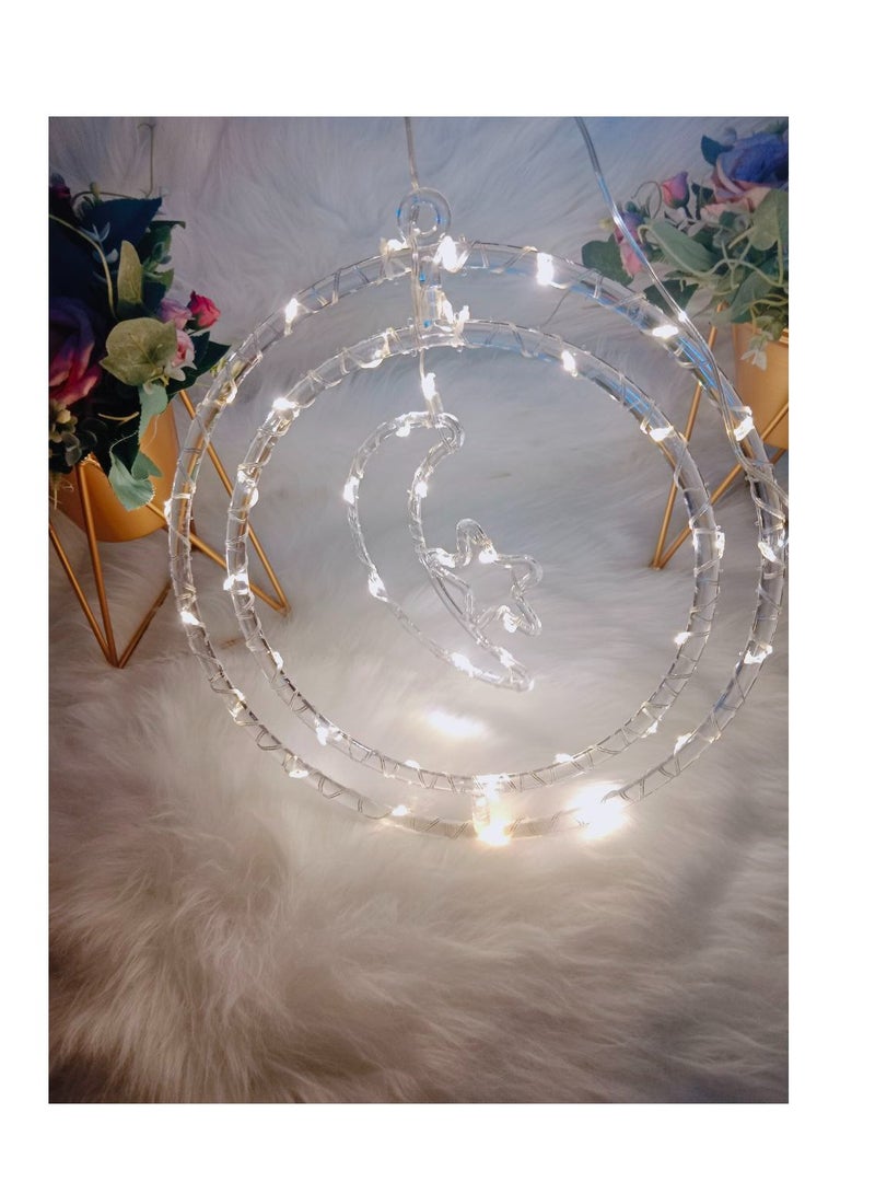 BAIG Lantern With LED Light String Top Star and Moon lights Top Ramadan kareem Eid Wedding Decor LED Lighted Cylinder Decoration - Image 4