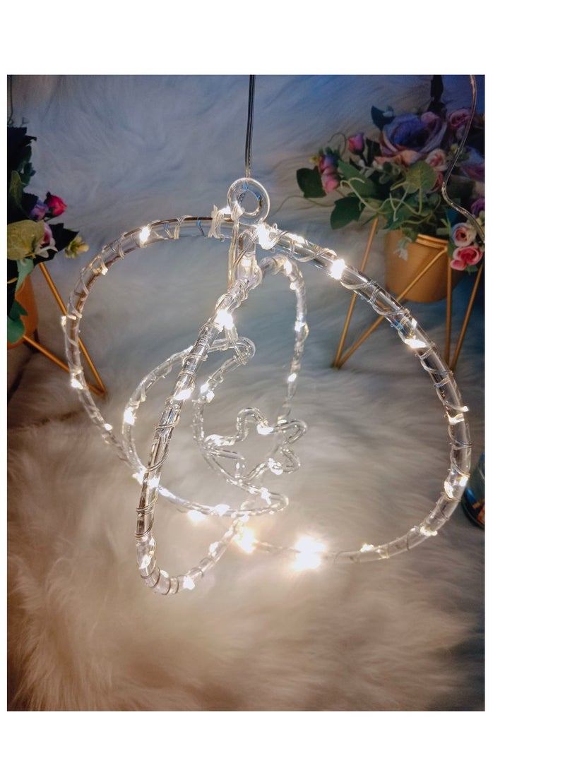 BAIG Lantern With LED Light String Top Star and Moon lights Top Ramadan kareem Eid Wedding Decor LED Lighted Cylinder Decoration - Image 5