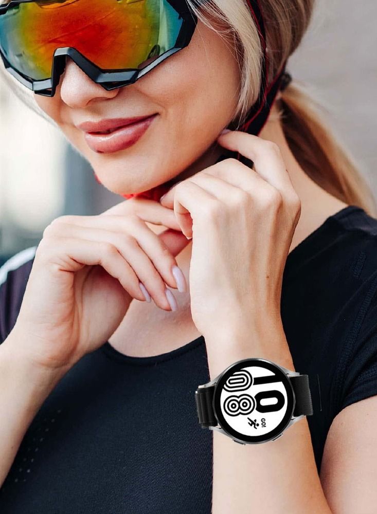 Alpine Loop Band 20mm Nylon Woven Sport Watch Strap Compatible with Galaxy Watch5 Pro/Galaxy Watch5/Galaxy Watch4/Galaxy Watch4 Classic/Galaxy Watch3/ Galaxy Watch Active 2/Galaxy Watch Active Black