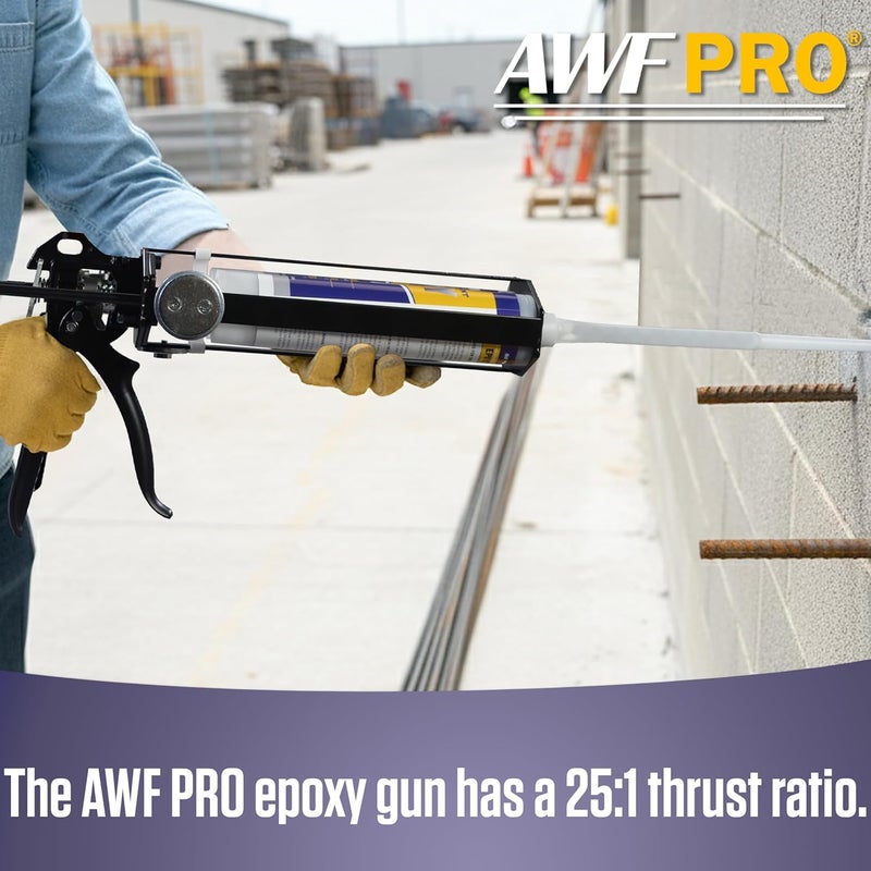 AWF PRO Dual Cartridge Epoxy Gun for 200mL, 250mL, 400 mL, 450 mL (1:1 and 2:1) Dual Component Cartridges – 25:1 Thrust Ratio, Professional 2 Part Epoxy Gun - Image 3
