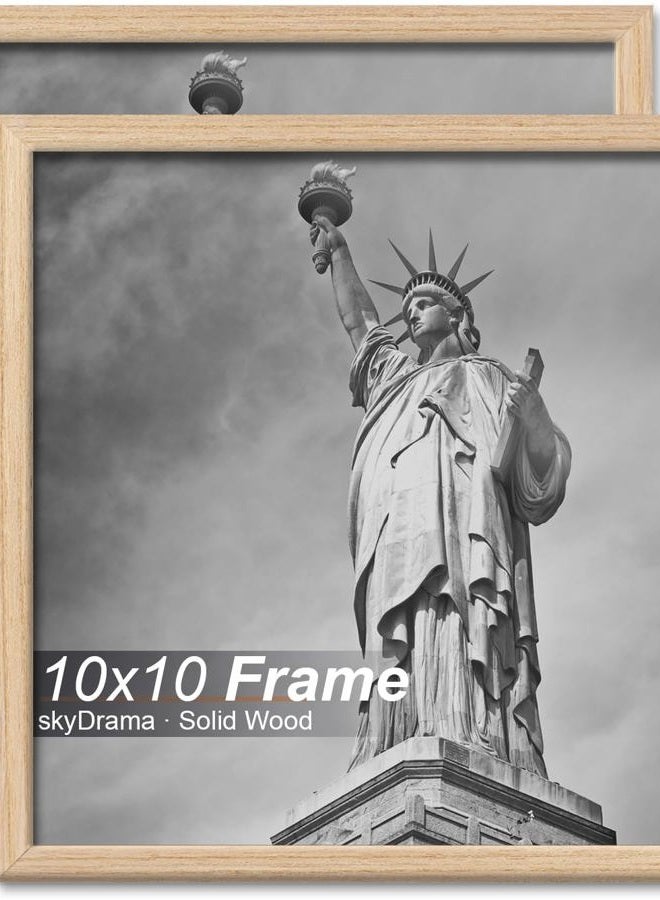 skyDrama Natural Solid Wood 10x10 Picture Frame, Display 10 x 10 Inch Picture Poster Photo, Vertical & Horizontal Wall Hanging - 2 Pack/Black/10 x10 - Image 1