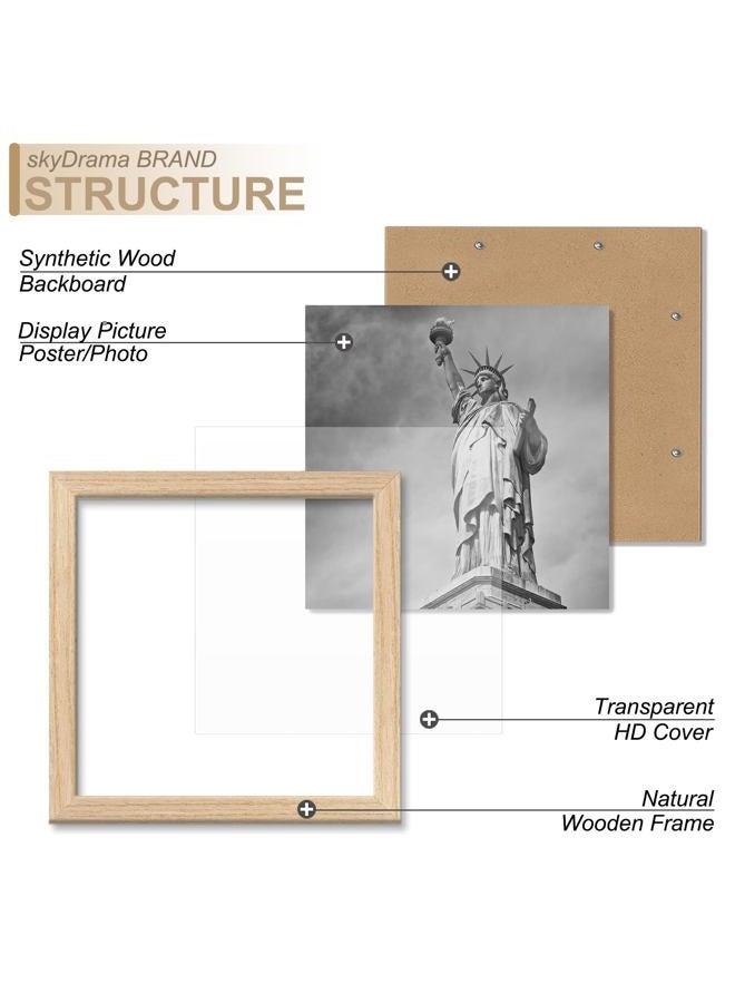 skyDrama Natural Solid Wood 10x10 Picture Frame, Display 10 x 10 Inch Picture Poster Photo, Vertical & Horizontal Wall Hanging - 2 Pack/Black/10 x10 - Image 3