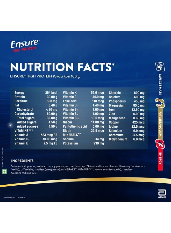 Ensure High Protein Drink for Physically Active Adults - Vanilla 400g, Red - Image 5