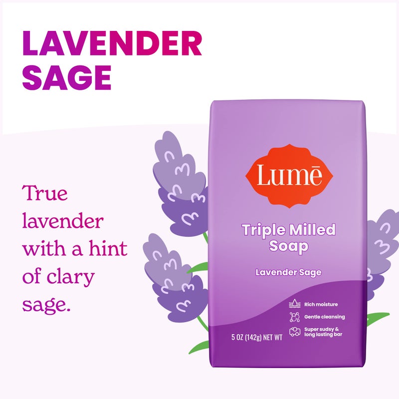 Lume Triple Milled Bar Soap - Rich Moisture & Gentle Cleansing - Paraben Free, Phthalate Free, Skin Safe - 5 ounce (Lavender Sage) - Image 3