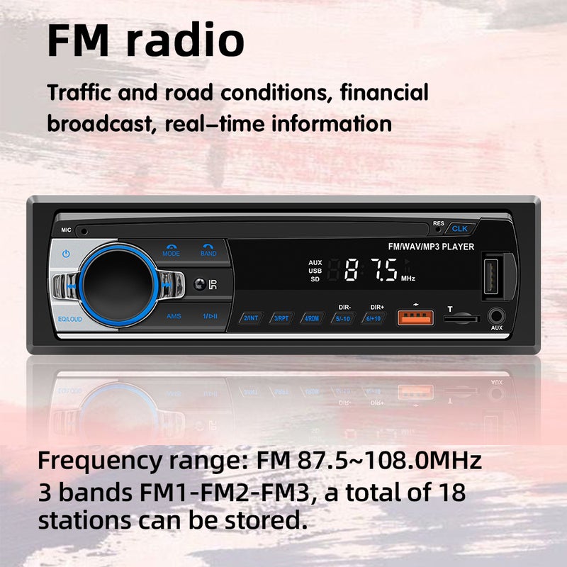 مشغل MP3 بتقنية البلوتوث للسيارة باللون الأسود: تكنولوجيا البلوتوث 5.1 بجودة صوت مستقرة، وحماية من قطع الطاقة عكسياً - راديو FM مع معلومات في الوقت الفعلي وعرض الساعة لاستخدامها داخل السيارة - Image 5