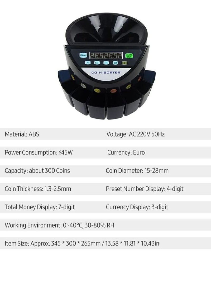 Crony - High Speed Coin Counter and Sorter bank, 1500 Coins per Minute Counting Speed, 4000 Coins Hopper Capacity, Suitable for International Coins and Tokens - Image 1